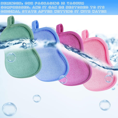4 Pieces Baby Bath Sponge, Soft and Absorbent Cotton Sponge for Kids Babies (Red, Purple, Green, Blue)