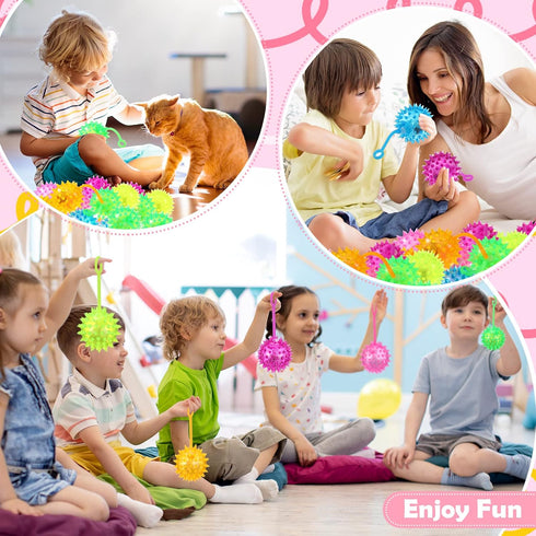 60 Sotiff Pcs Light up Ball Spiky LED Bouncy Ball Flashing Squeaky Multicolor Puffer Toy Rubber Sensory Toy Carnival