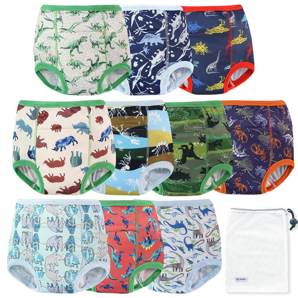 EZ Moms 10 Packs Reusable Potty Training Underwear for Boys Double Absorption