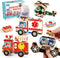 Emergency Vehicles 3D Puzzle Toy, HUZU Wooden Building Blocks for Kids 3-8, Fire Truck, Ambulance, Police Car Gifts