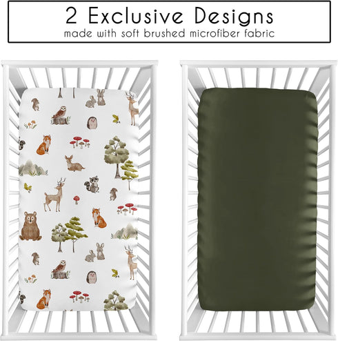 2-Piece Set Sweet Jojo Designs Baby Crib Sheets (Woodland Animals) for Boys or Girls, Infant Nursery, Toddler Room