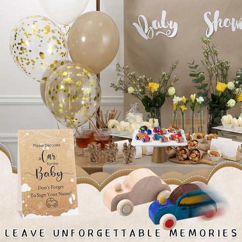 32 12 WinnerWhy Baby Shower Game Sign Kit Includes Unfinished Wooden Car Blocks, Markers, and a Prize Decoration Sign