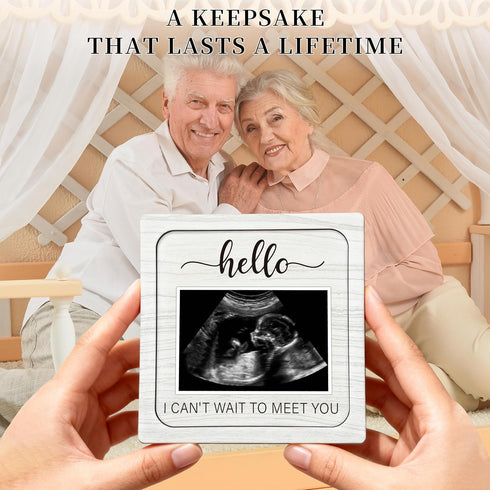 Ivory White Wooden Pregnancy Announcement, Something Beautiful Is Loading, Ultrasound Frame Keepsake Box, Baby Birth