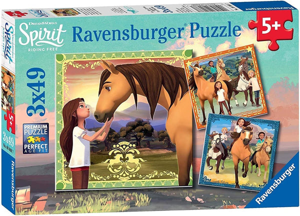 Ravensburger Adventure on Horses 3x49 Piece Jigsaw Puzzle Set for Kids - 08068, Unique Pieces Fit Perfectly.