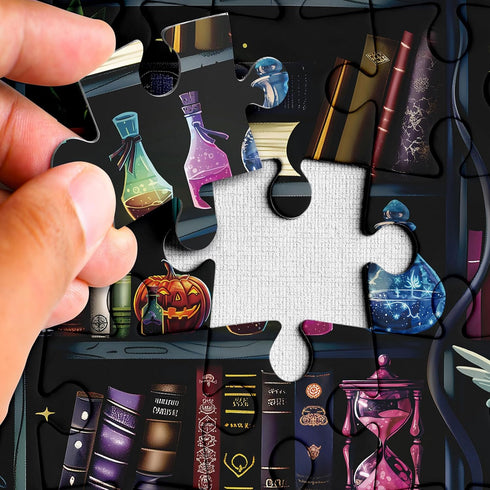 Larkipuzz 1000 Magic Book Library Puzzles for Adults Pieces, Funny Halloween Bookshelf Jigsaw Puzzle, Difficult Bottle