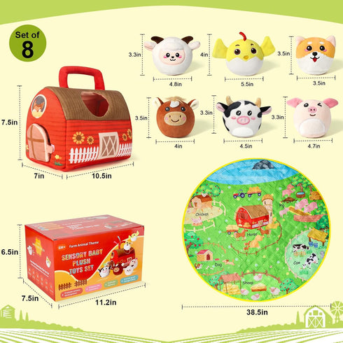 1 2 3 4 5 Playset 6 13 Farm Animal Toys for Year Old Toddlers Plush Farm House with Barn, Soft Farm Animals & Large