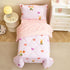 Set 4 Set Caressma Pink Toddler Bedding for Girls, Reversible Seersucker Bedding with Rabbit Pattern, Cute Heart Print