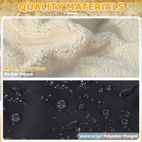 Cozy Orzbow Winter Stroller Gloves, Waterproof Mittens for Cold Weather With Berber Fleece, Universal Anti-freeze Hand