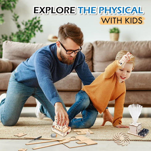 STEM Toys Wooden Building Kit for Kids Ages 8-12, Physics Science Wood Craft Set for DIY Projects