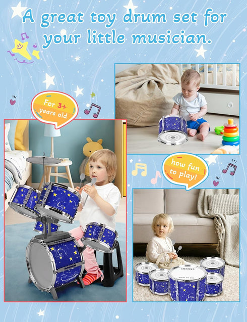 Set 4 5 6 Upgraded Kids Drum for Toddlers Plastic Musical Jazz Drum Instruments Kit Birthday Musical Learning Toys