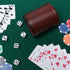 Leather Dice Cup Set - Felt Lining Quiet Shaker with 5 Dot Dices for Farkle Yahtzee Games, Brown
