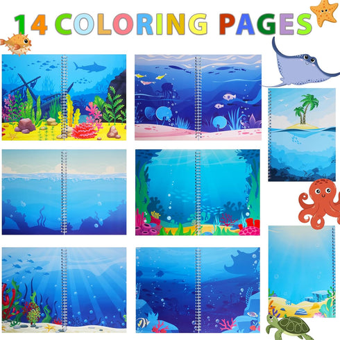 2-4 1-3, Jelly Sticker Books for Toddlers Years, Under The Sea Stickers for Kids Reusable Sticker Book for Toddler