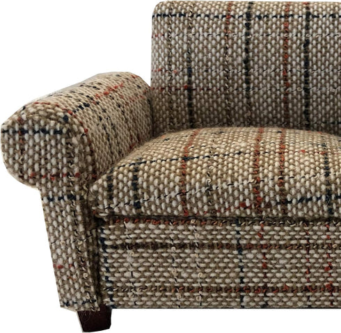 Brown Dollhouse Sofa Couch, Miniature Living Room Furniture Loveseat, 1/12 Scale, Accessories for 6 inch Dolls