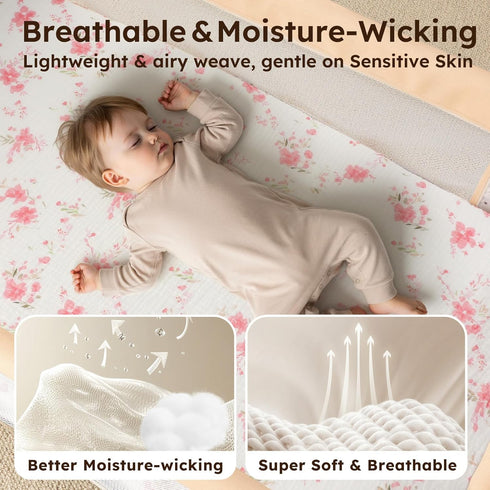 Pack Pack 38"x26" Yoofoss Muslin and Play Sheets Fitted, Organic Mini Crib Sheets for Boys Girls, Playard Sheet
