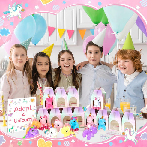 Yoloodayy 37 12 12 12 1 Pcs Adopt A Unicorn Party Favors Include Mini Unicorns Stuffed Animals Foldable Paper Boxes
