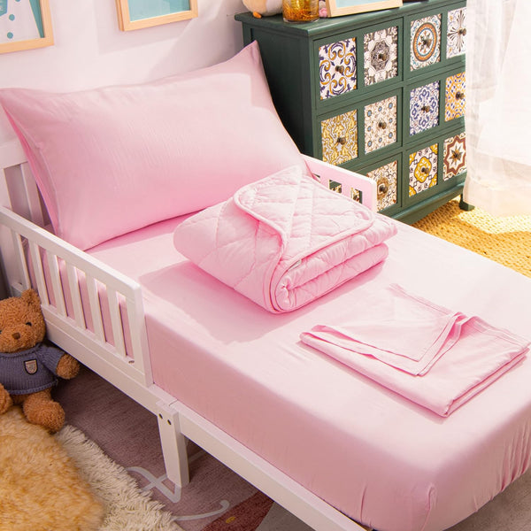 NTBAY Toddler Bedding Set - 4 Piece Soft and Breathable Crib Bedding