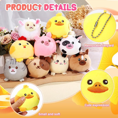 Skylety 9 Pcs Mini Plush Stuffed Animals Bulk, 3.15 Inch Cute Soft Decompress Toys for Kids