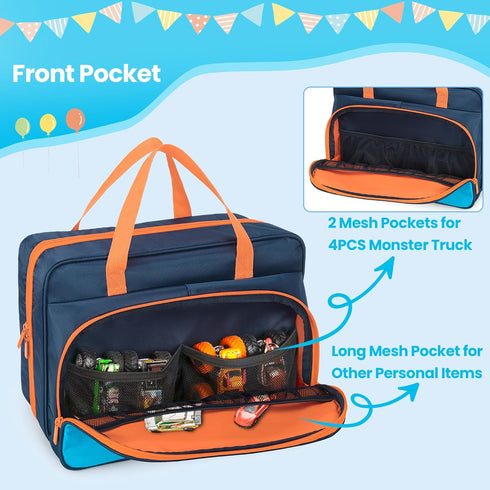 34 1:64 CURMIO Monster Trucks Carrying Case Compatible with Monster Jam, Monster Truck Bag Holding Scale Toy Cars