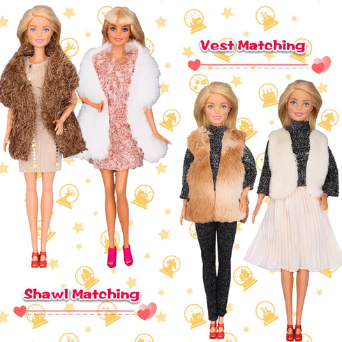 EuTengHao Doll Winter Coat Set for 11.5'' Girl Dolls, Includes Fashion Coat, Jacket, Jeans, and Skirt