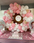 124pcs 16ft Pink and White Balloons Arch Kit, Light Pink White Transparent Balloons with Tape Strip & Dot Glue