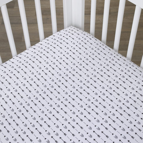 Ivory and Black Arrows Crib Sheet for Nursery - Little Love by NoJo