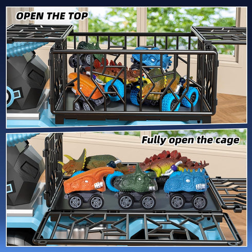 3-5 5-7, 5 3 4 5 6 7 Toddler Robot Dinosaur Truck Toys for Kids Boys Ages Black Carrier Dinosaur Truck with Pull Back