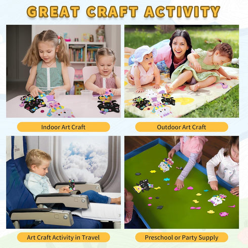 VKPI 4 Pieces Cats Foam Art Crafts Gift Kit - Creative Make Your Own Kittens, Cartoon Foam Projects for Kids Ages 4+