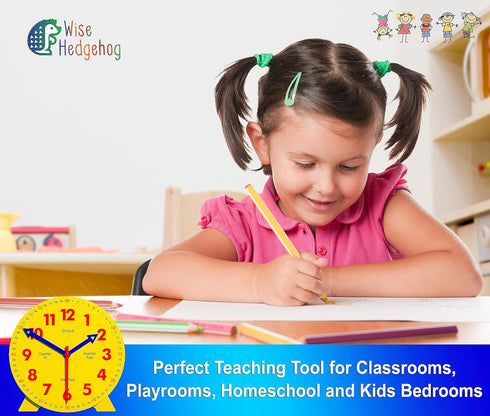 Kids Telling Time Practice Learning Clock, 4 Inch Teaching Handheld Analog Clock for School Classrooms and Homeschool
