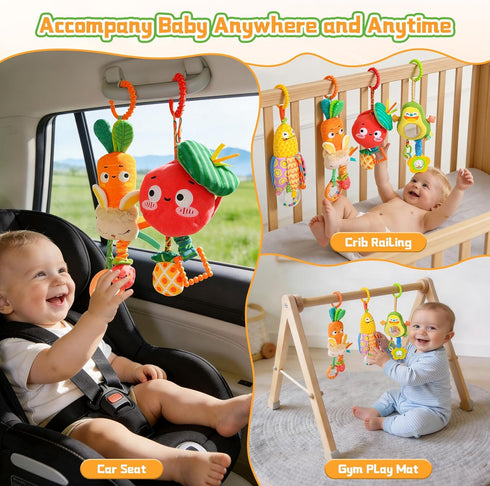 0 3 6 9 12 Baby Toys for Months, Baby Hanging Toys, Car Seat Stroller Crib Gym Baby Rattle Toys with Teether