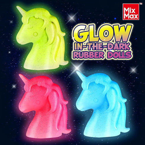 MixMax 6 Packs 6-12 Make Your Own Squishies Toys, Rubber Dolls Making Kit for Kids Glow Jumbo Glitter Silicone Squishy