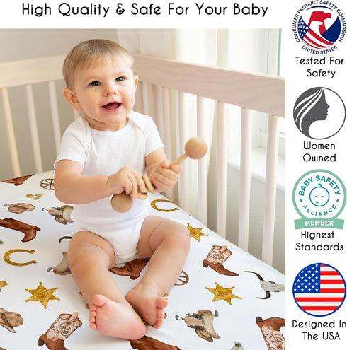 Sweet Jojo Designs Fitted Baby Crib Sheets (Boho Western Cowboy) for Boys, Infant Nursery, Toddler Room - Standard Size