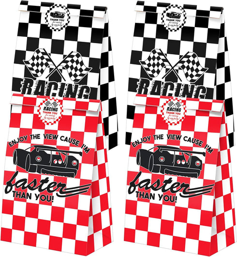 24 Pack Race Car Party Candy Favor Bags with Stickers, Race Car Themed Birthday Party Supplies