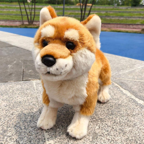 Shiba Inu Plush Corgi Pillow, Cute Dog Doll Stuffed Animal Plush Toy, 12 Inches (Brown)