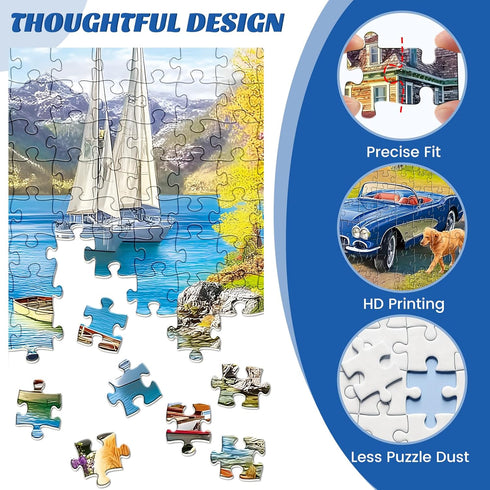 500 500 20.5 15 Pieces Puzzle for Adults,Lake Vacation Puzzle,House and Dogs Landscape Jigsaw Puzzles