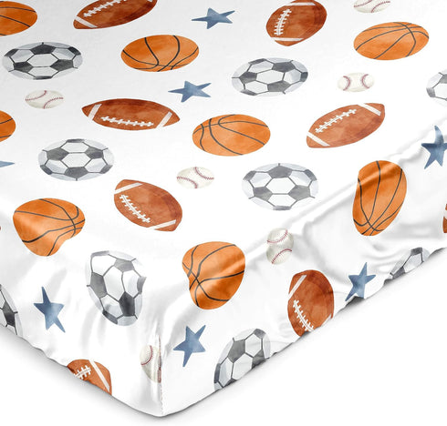 Sweet Jojo Designs Sports Theme Boy Baby Satin Fitted Crib Sheet Infant