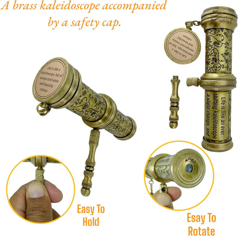 Handmade Brass Kaleidoscope - Vintage Collection Magic Kaleidoscope, Educational Gift for Kids and Adults