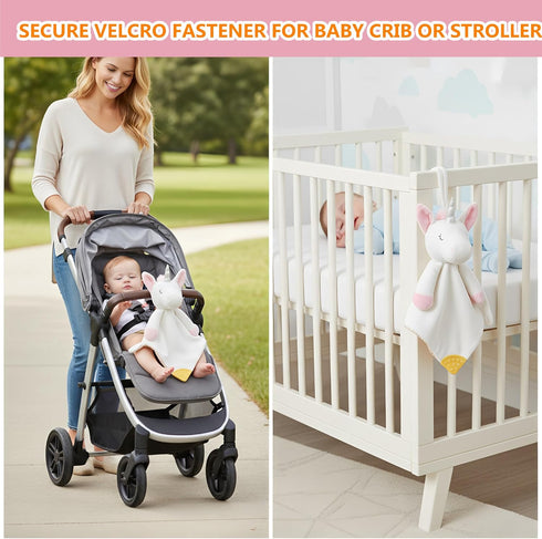 4-in-1 BEREST Unicorn Baby Sleep Soother Sound Machine with Heartbeat & White Noise|Security Blanket & Pacifier