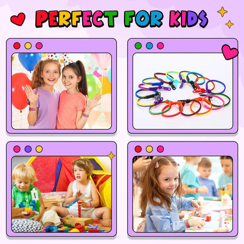 200 7.9 Inch Yinkin Pieces Party Favors Bulk Friendship Fidget Zipper Bracelets Children Sensory Toy Fidgets Friendship