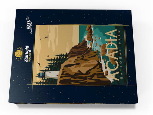 MyPuzzle Acadia National Park Maine USA Art Deco Style Vintage Poster Illustration - Premium 500 Piece Jigsaw Puzzle