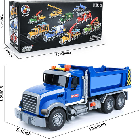 Dwi Dowellin Big Dump Truck Toys for Boys Age 3-5, Kids Toy with Lights and Sounds, Christmas Birthday Gift Car