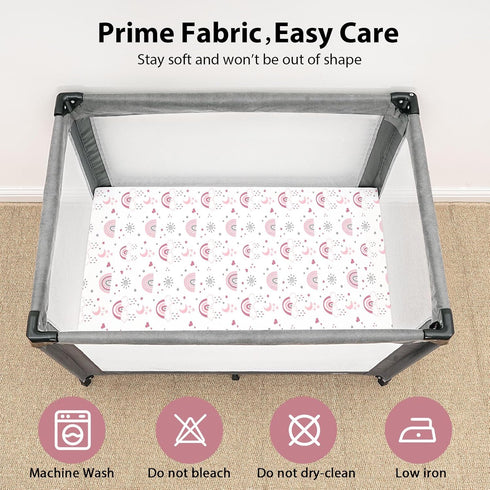 38x26 Pack Pack 3-Pack Baby Mini Crib Sheets Girl, Portable and Play Sheets Fitted for Playard and N Play Mattress