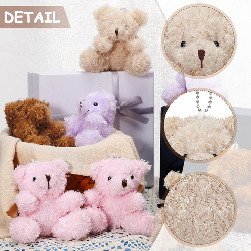 Threan 8 Pcs Mini Plush Bears, 4'' Small Stuffed Animal Toys for Keychain Baby Shower Party Favors, Apricot