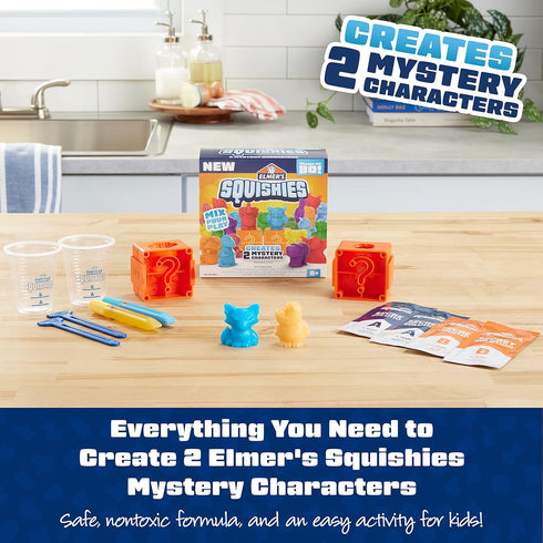 Elmer’s 12 Piece DIY Squishy Toy Kit, Kids’ Activity Kit Creates 2 Mystery Characters