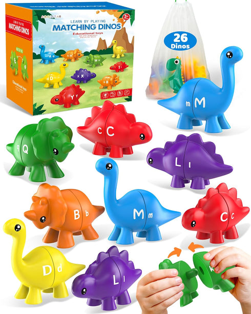 26PCS Dinosaur Alphabet Learning Toys for Toddlers 2-4, Montessori Educational Gifts for 2-4 Year Olds