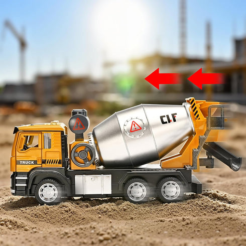 NOVAFUSION 3-5 Cement Mixer Truck Toys for Boys,Cement Mixer Toy Truck Metal Diecast Cab,Pull Back Mixer Trucks