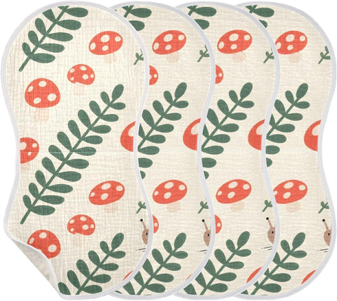 decor gift 4 Pack 22x11in Cotton Baby Burp Cloth Easy Care Forests Mushroom Baby wash Cloth for Unisex boy and Girl