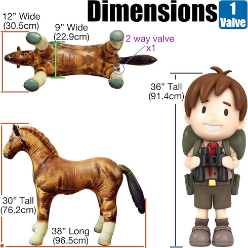 Jet Creations Inflatable Horse – 38" Long, Golden Brown Lifelike Blow-Up Animal Toy for Decoration, Party