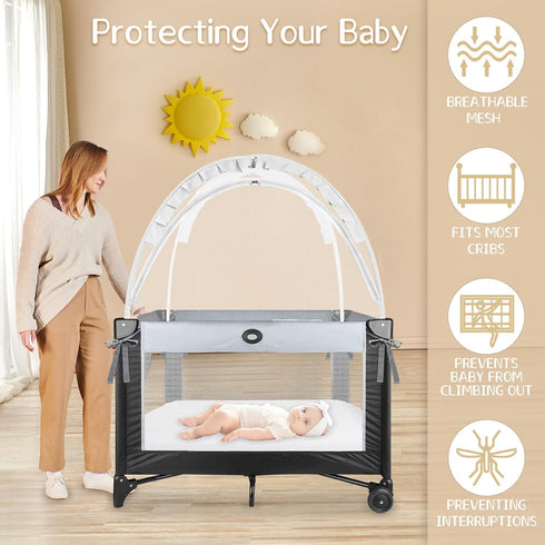 Generic Crib Tent to Keep Baby from Climbing Out - Crib Net to Keep Baby in - Mesh Crib Climbing Prevention, Pop Up