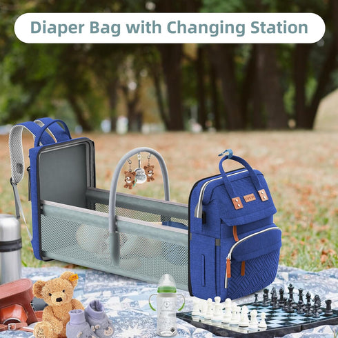 Backpack, ISMGN Diaper Bag Large Diaper Bag, Multifunctional Diaper Bag, Baby Bag, Navy Blue
