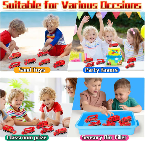 6 Pcs Diecast Fire Rescue Truck Vehicle Set - Alloy Metal Fire Truck Model Car Toys for 3+ Year Olds